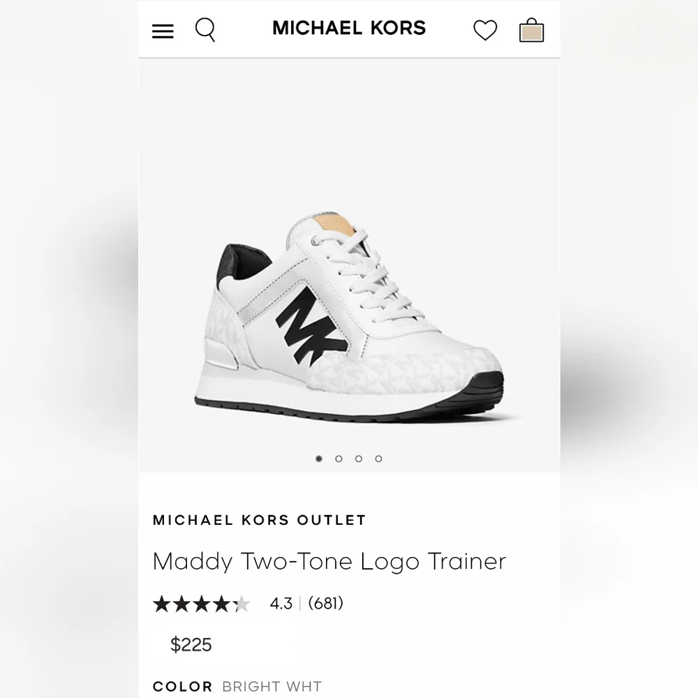 💋Michael Kors Maddy Two-Tone Logo Trainer (10) - Picture 4 of 12